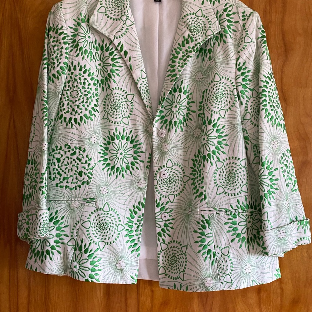 Lafayette 148 Green Embroidered Fabric blazer